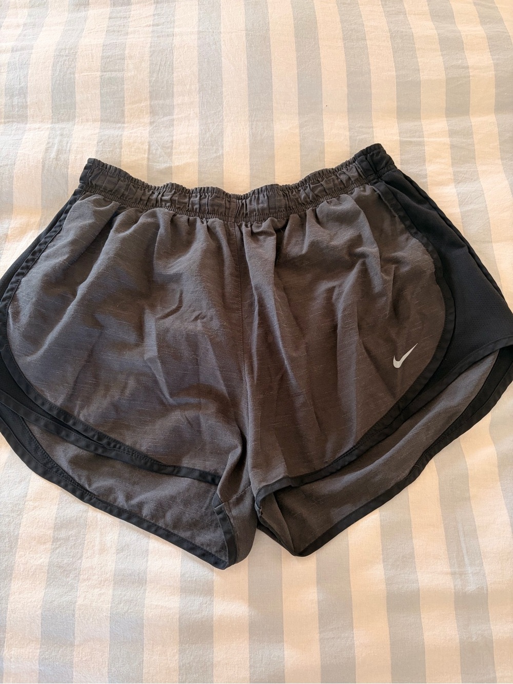 Nike Women's Dark Gray and Black Dry Fit Athletic Running Shorts